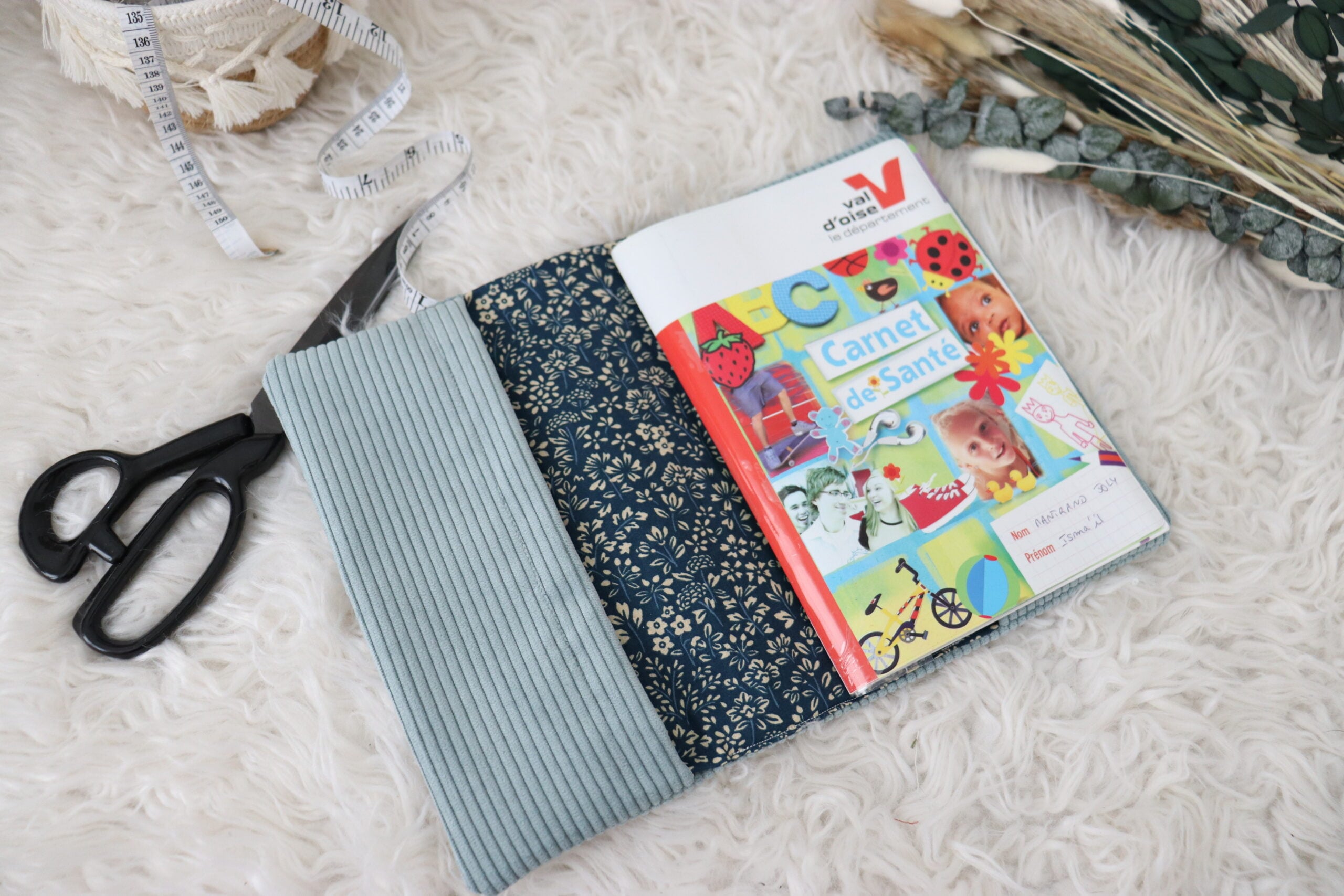 Protège carnet de santé Velours côtelé bleu ciel – Image 4