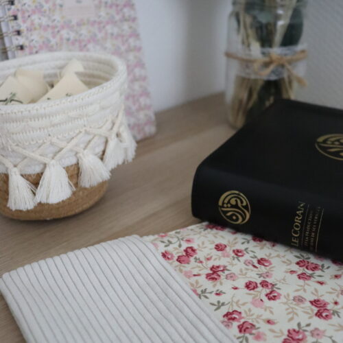 Protège coran Velours côtelé beige