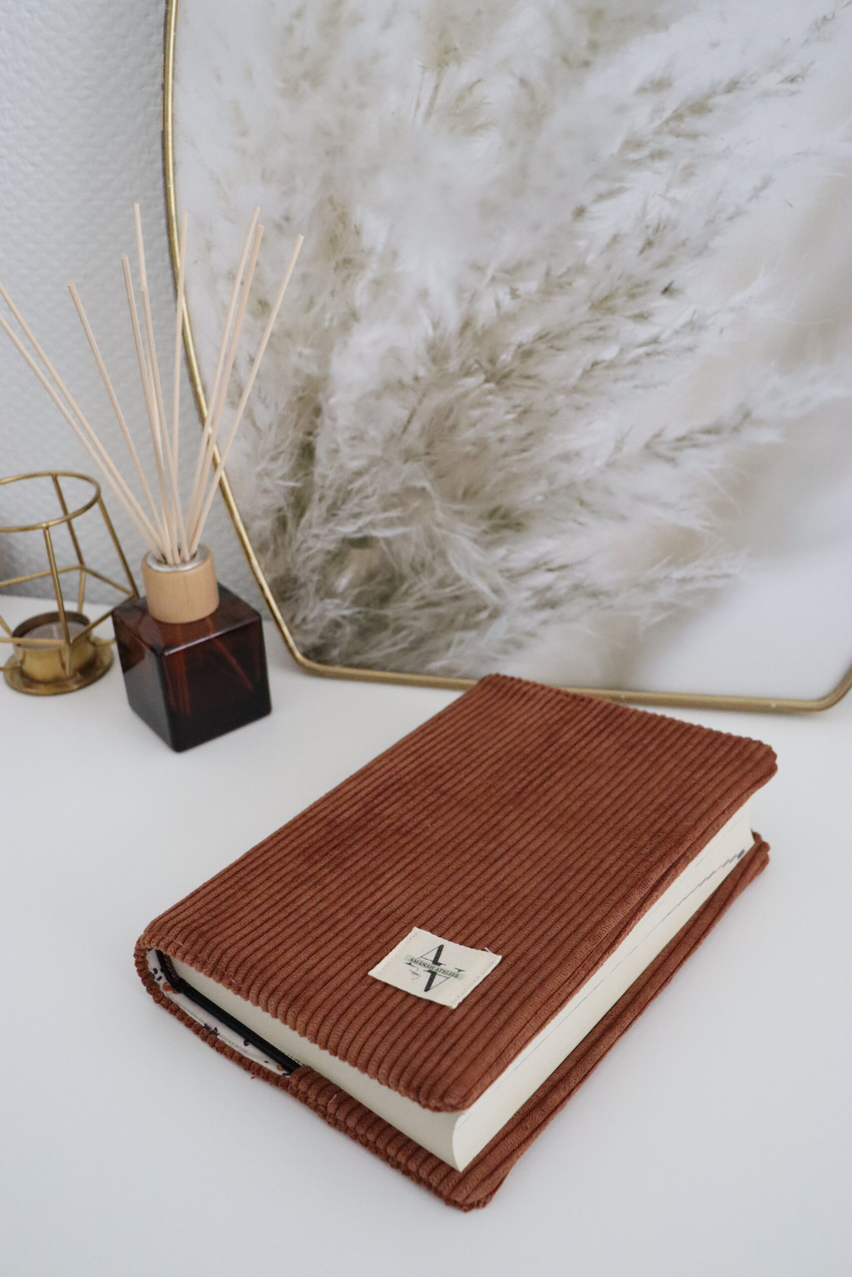 Protège coran Velours côtelé rouille