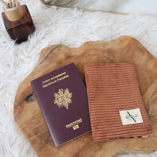 Protège-passeport côtelé rouille