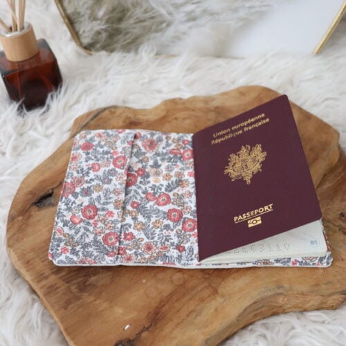 Protège-passeport côtelé beige