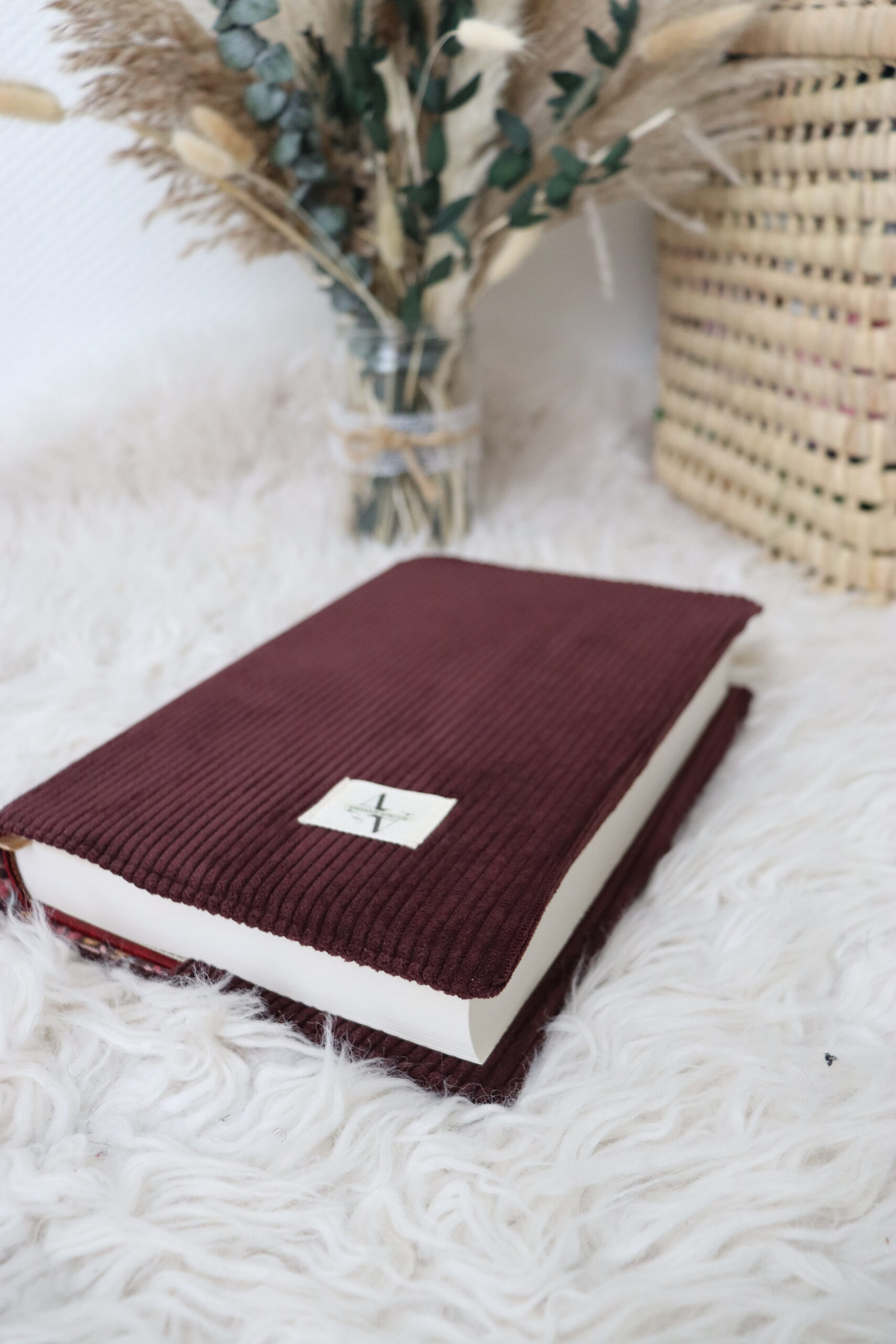 Protège coran Velours côtelé prune