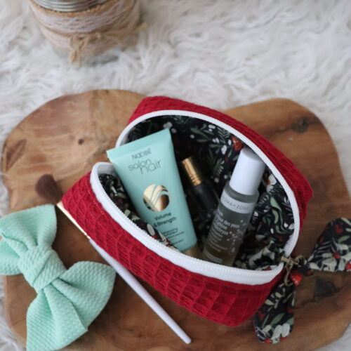 Trousse nid d’abeille grenat