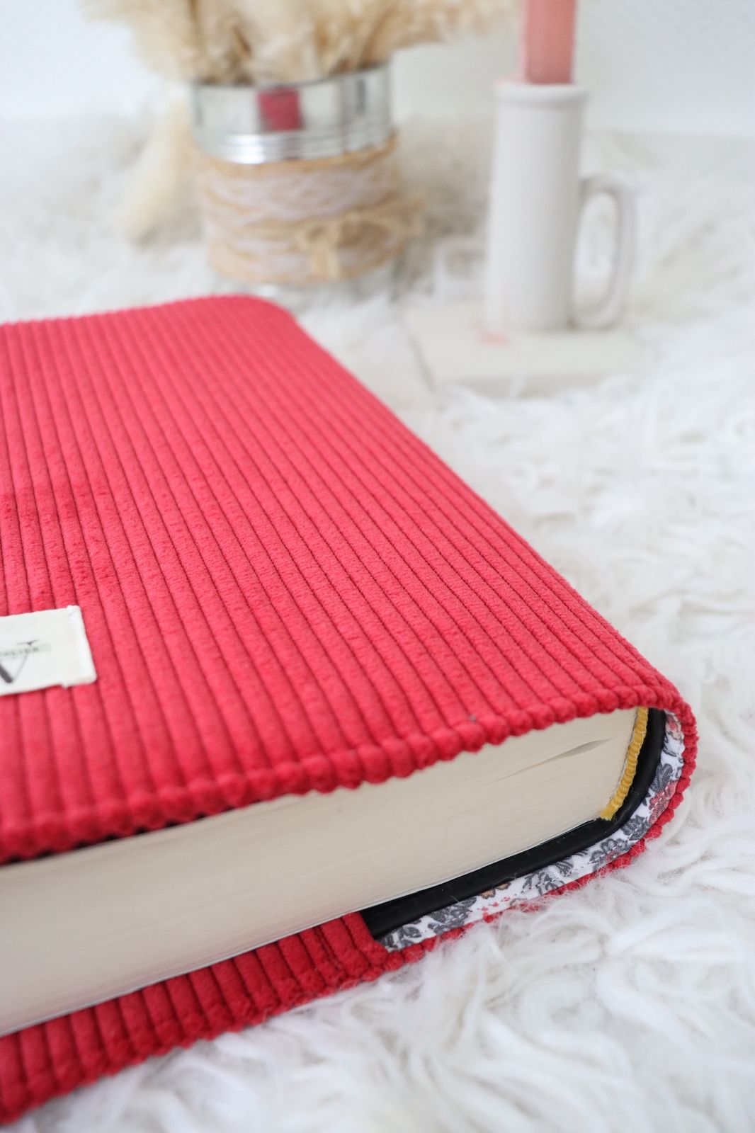 Protège coran Velours côtelé rouge – Image 3