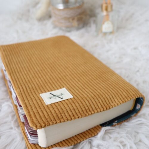 Protège coran Velours côtelé ocre/moutarde
