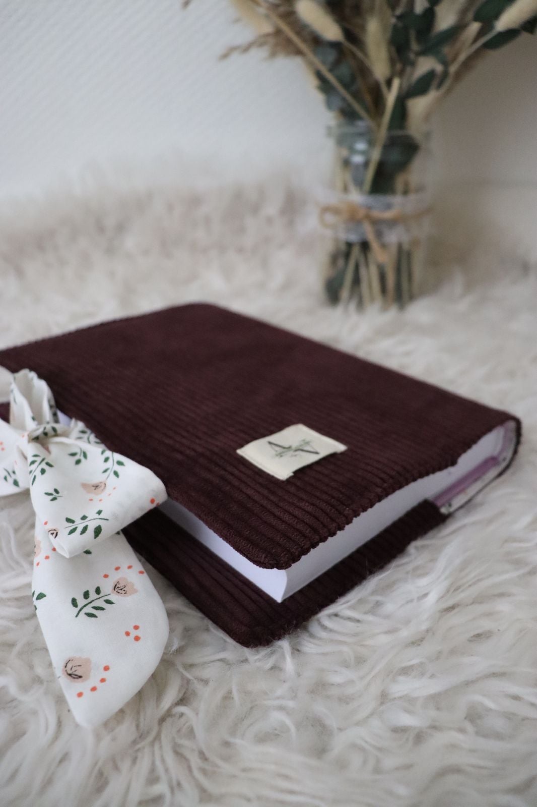 Protège coran velours prune avec liens à nouer – Image 7