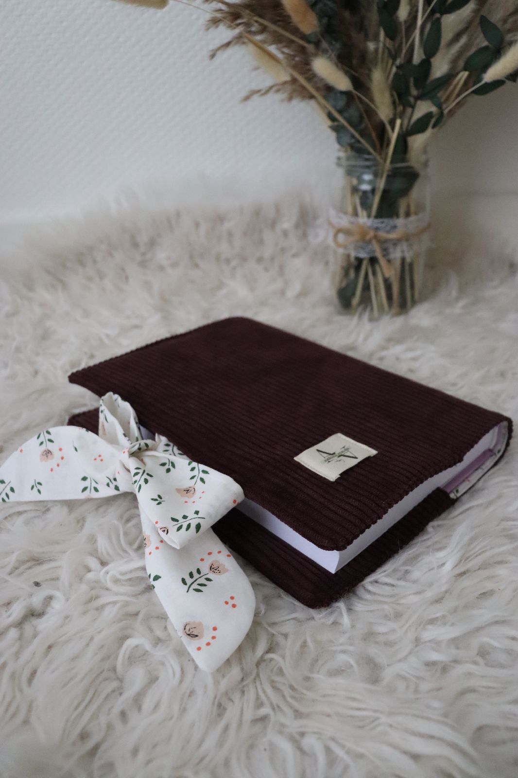 Protège coran velours prune avec liens à nouer – Image 2